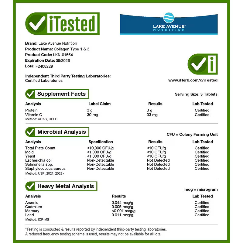 Collagène, 3000 mg, 60 comprimés – Image 4